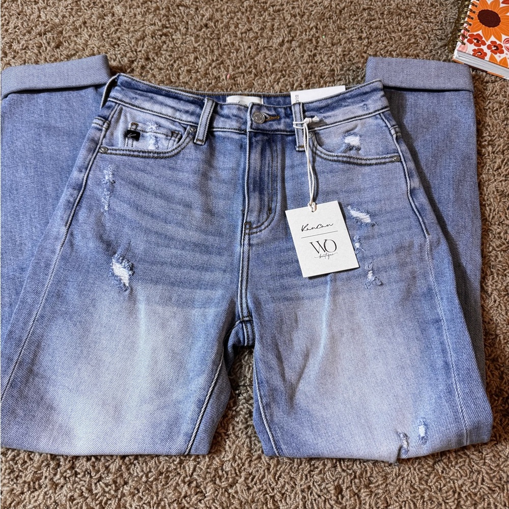 KanCan Women's High Rise Distressed Denim Jeans